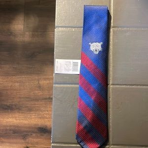 Tommy Hilfiger Navy with Red Stripes and graphic tie.